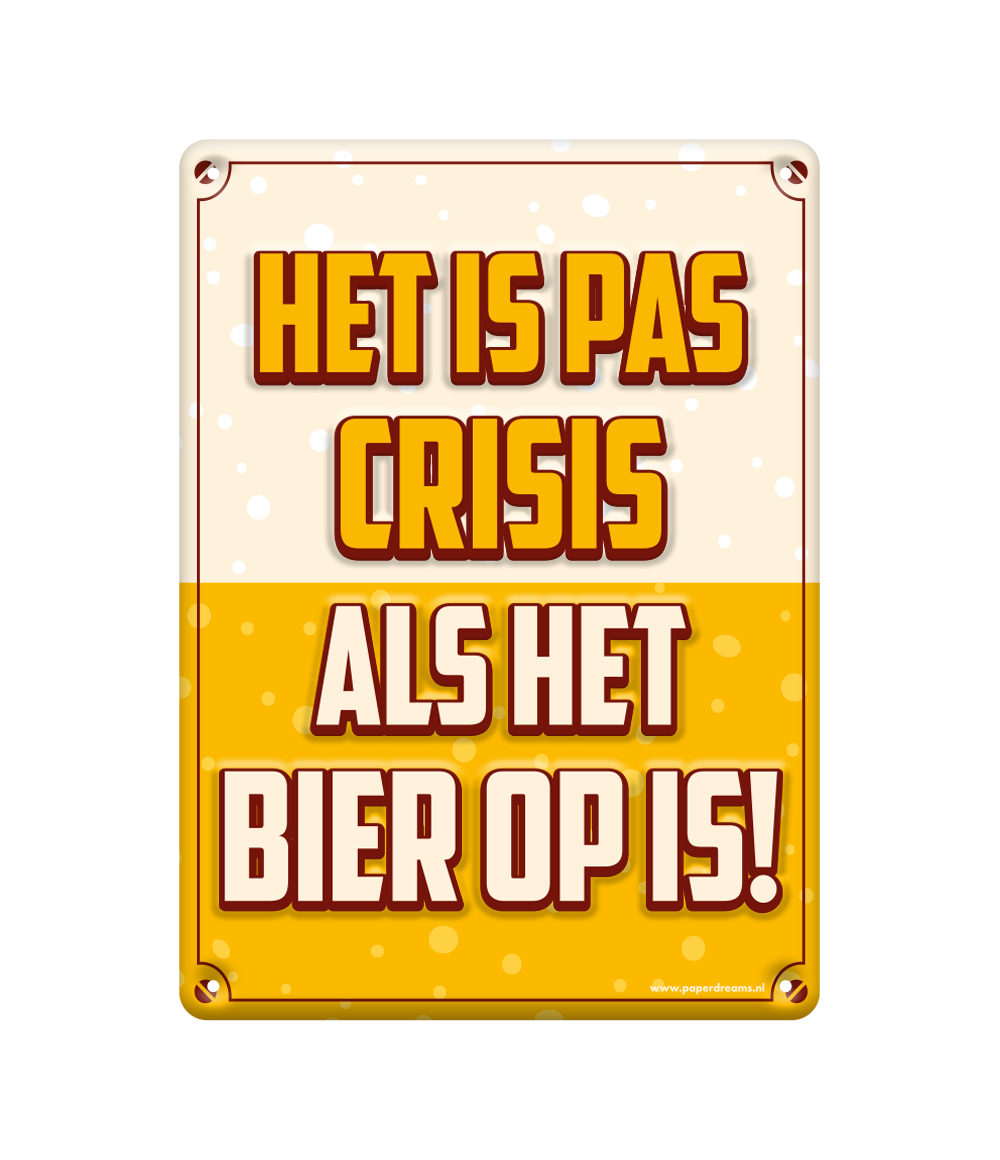 Metalen bord Crisis