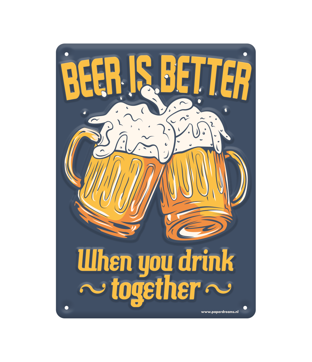 Metalen bord Bier is beter