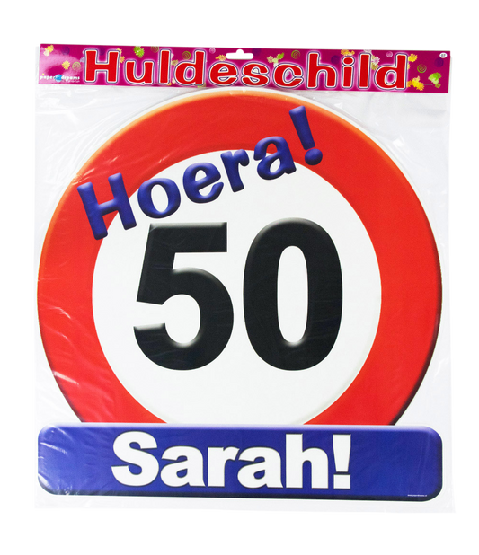 Huldeschild 50 jaar Sarah