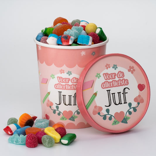 Candy Bucket Allerliefste Juf | Snoepemmer Kado Juf