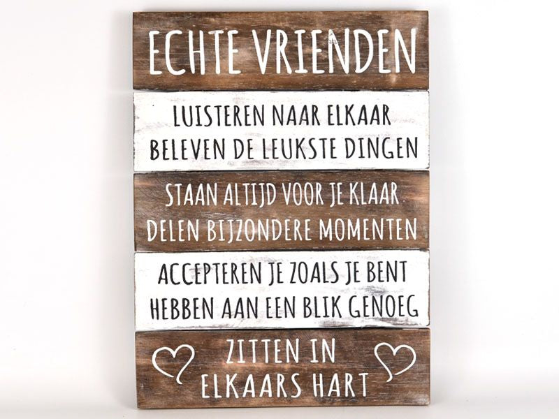 WoodArt tekstbord Echte vrienden 40x30cm