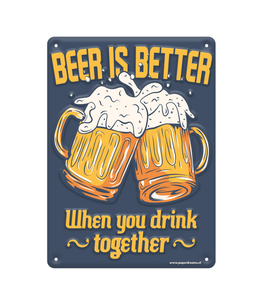 Metalen bord Bier is beter