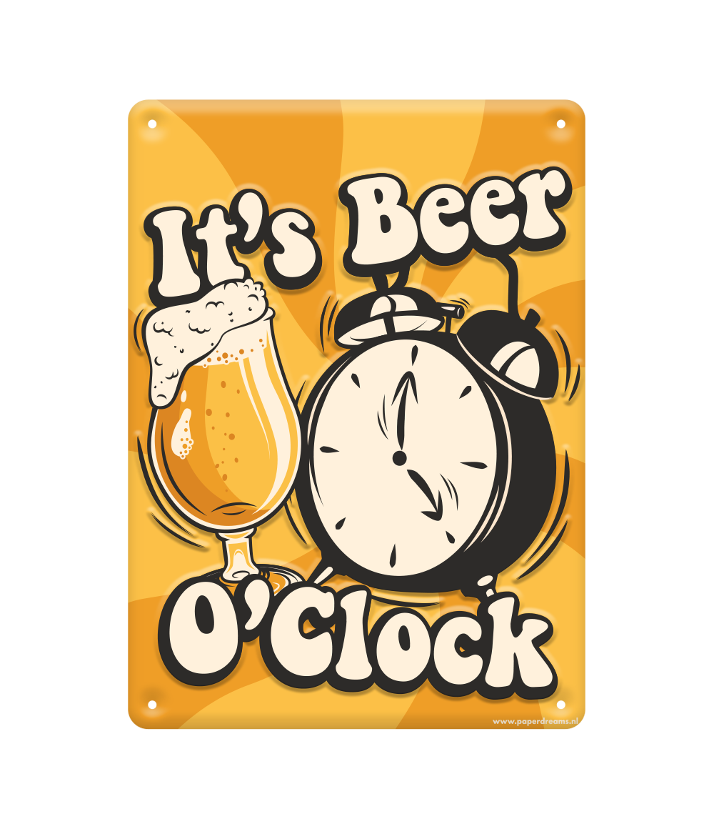 Metalen bord Beer o'Clock