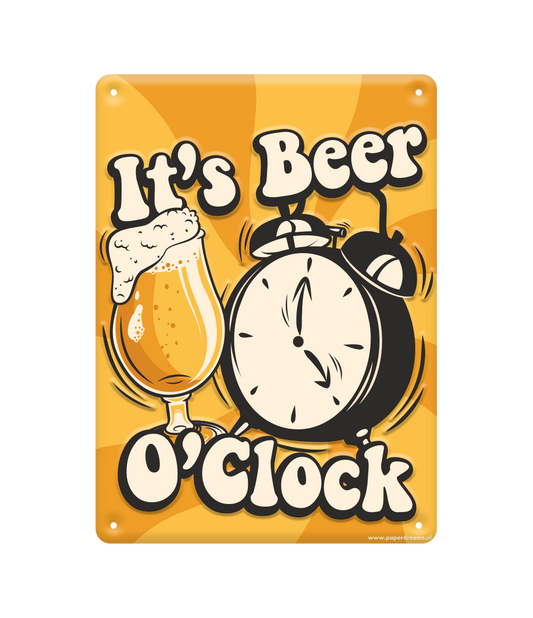 Metalen bord Beer o'Clock