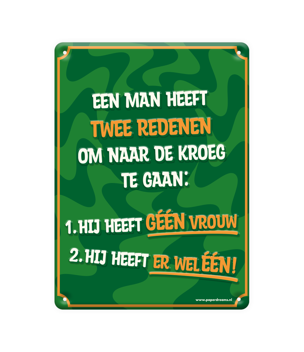 Metalen bord Reden om te gaan
