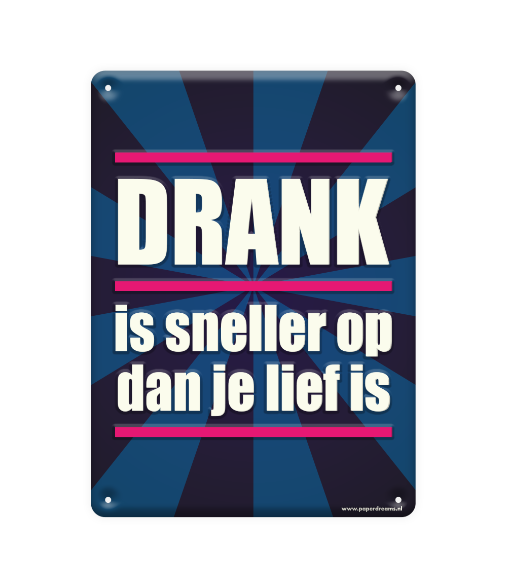 Metalen bord Drank is sneller op