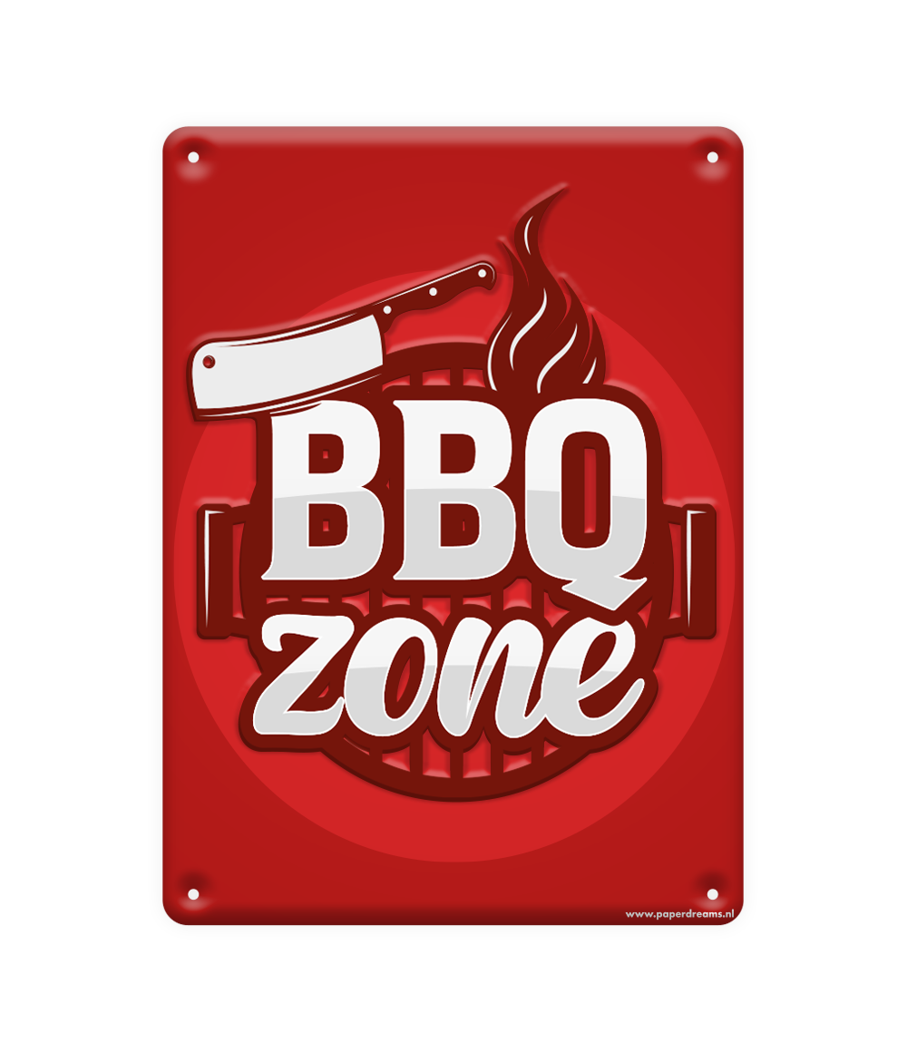 Metalen bord BBQ zone