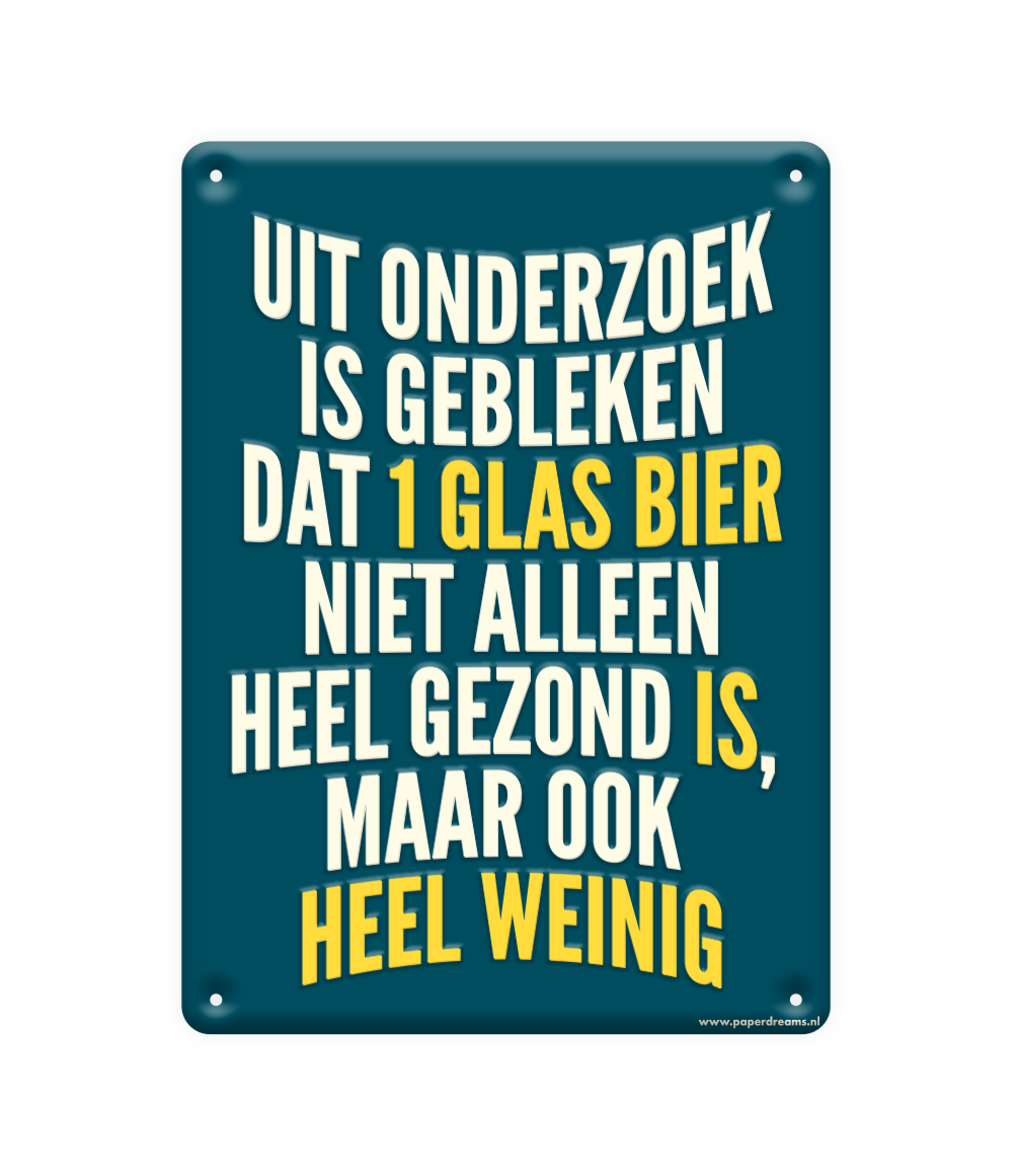 Metalen bord Uit onderzoek is gebleken