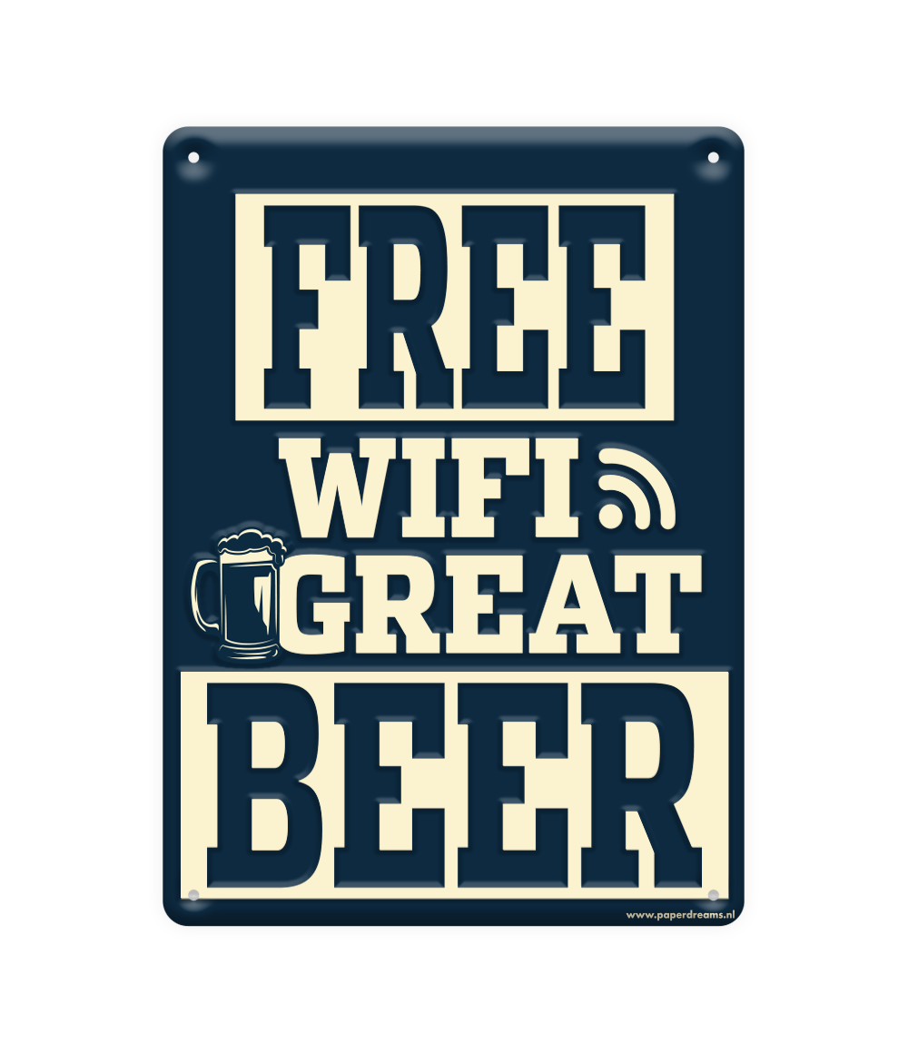 Metalen bord Free Wifi