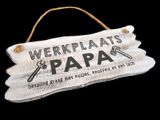WoodArt tekstbord Werkplaats papa