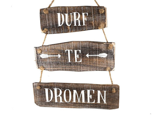Boomstammetjes Hangend met tekst