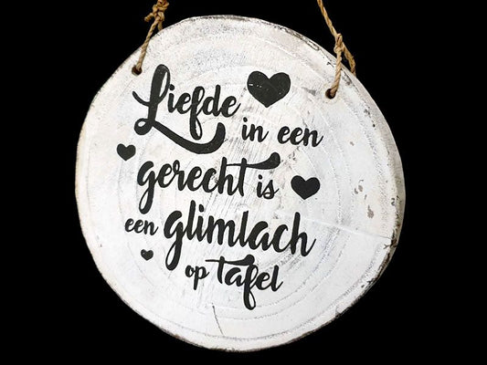 Rond tekstbord; Liefde op tafel