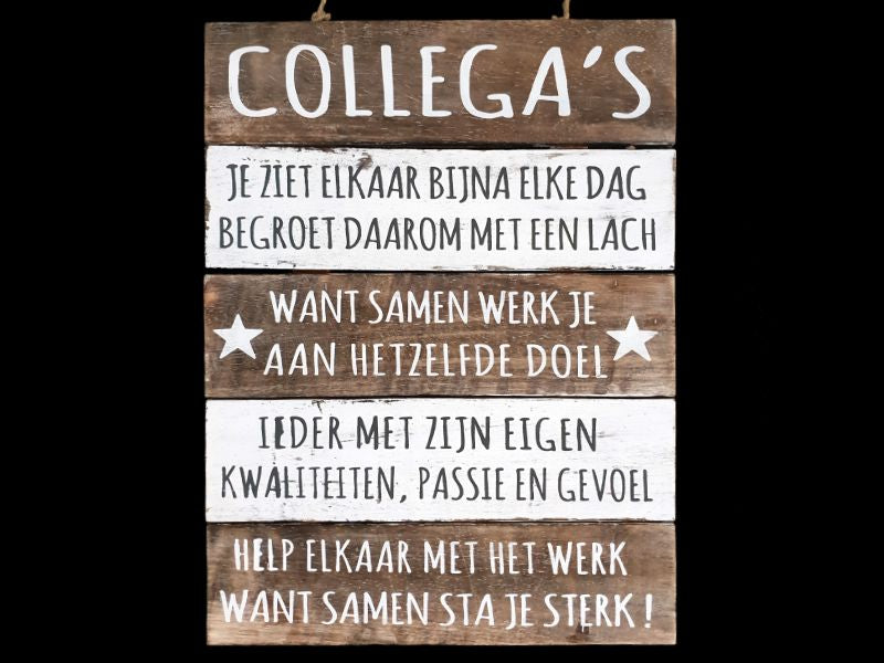 WoodArt tekstbord Collega’s 40x30cm