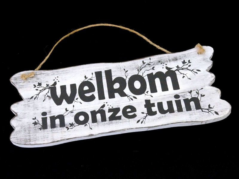 WoodArt tekstbord Welkom in onze tuin