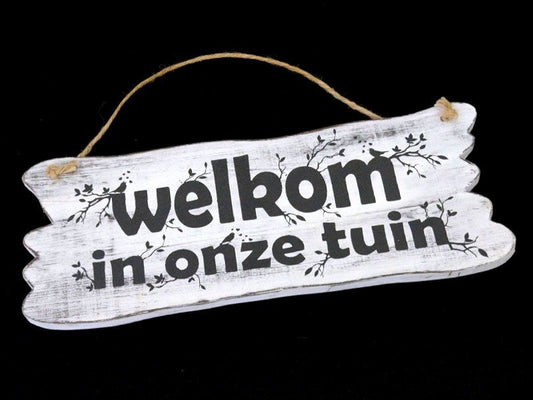 WoodArt tekstbord Welkom in onze tuin