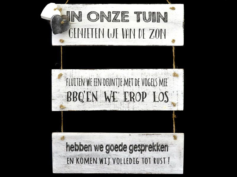 WoodArt tekst bord In onze tuin