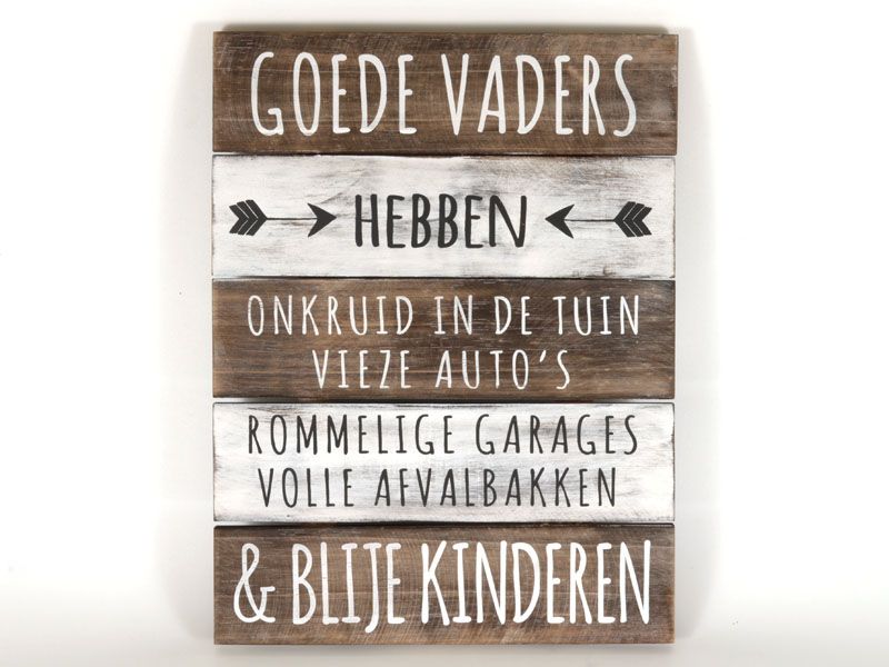 tekstbord goede vader, hout met witte letters