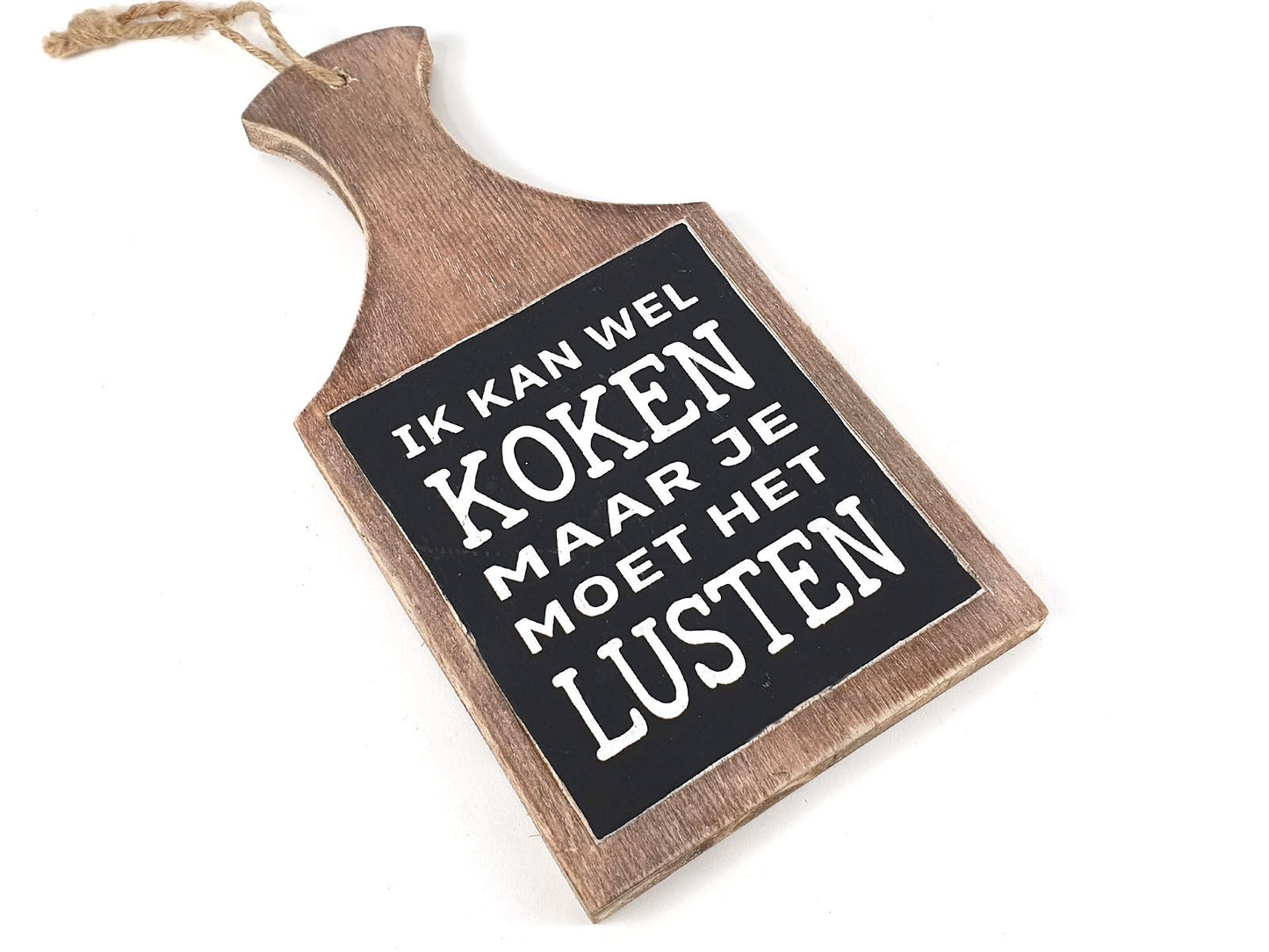 tekstplank 30x15cm ik kan wel koken natural / black
