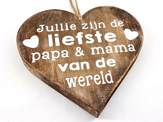 bruin tekstbord papa en mama- jullie zijn de liefste