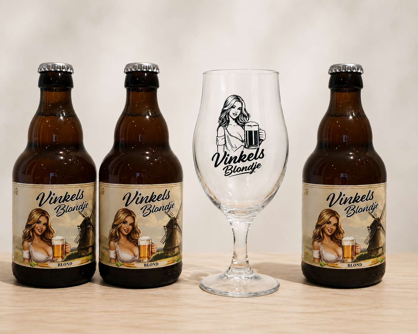 5. Vinkels blondje 3 flesjes * official bierglas
